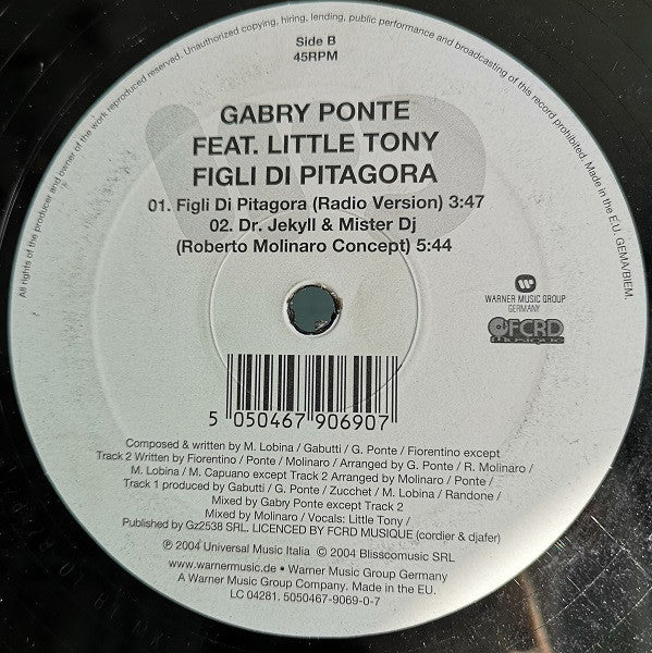 Gabry Ponte Feat. Little Tony : Figli Di Pitagora (12")