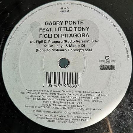 Gabry Ponte Feat. Little Tony : Figli Di Pitagora (12")