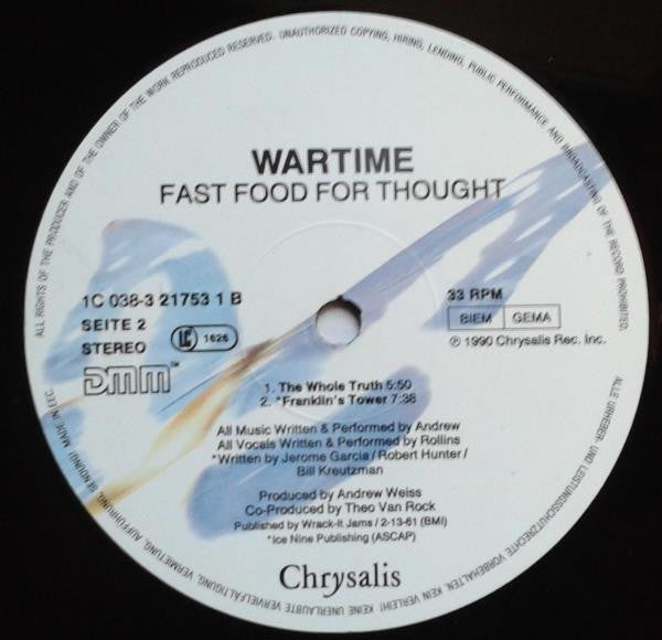 Wartime : Fast Food For Thought (12")