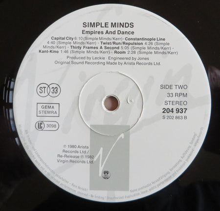 Simple Minds : Empires And Dance (LP, Album, RE, RP)