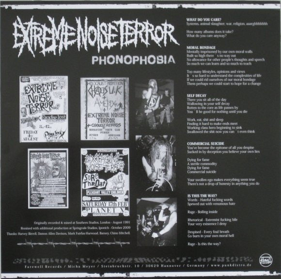 Extreme Noise Terror : Phonophobia (12", RE, RM)