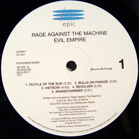 Rage Against The Machine : Evil Empire (LP, Album, RE, RP, 180)