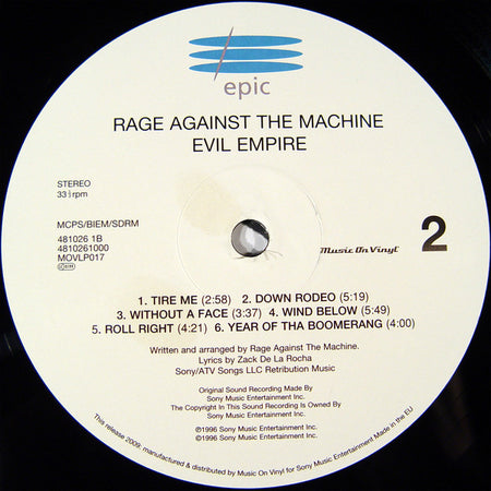 Rage Against The Machine : Evil Empire (LP, Album, RE, RP, 180)