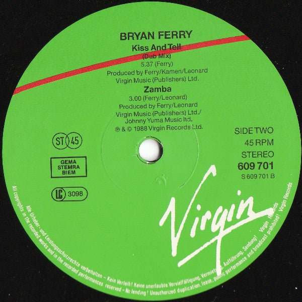 Bryan Ferry : Kiss And Tell (12")