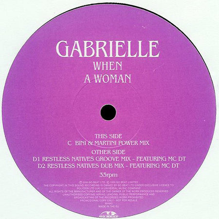 Gabrielle : When A Woman (2x12", Promo)