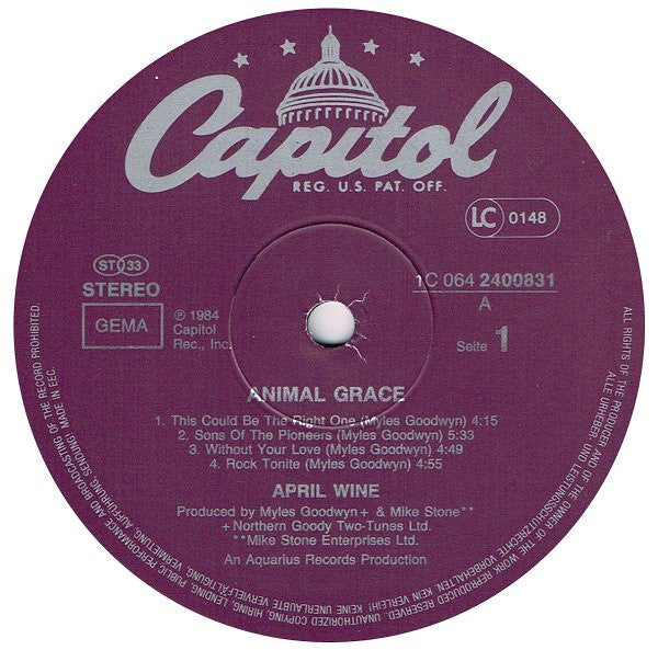April Wine : Animal Grace (LP, Album)