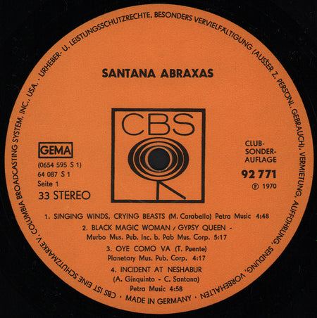 Santana : Abraxas (LP, Album, Club, Gat)
