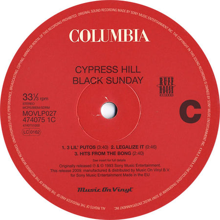 Cypress Hill : Black Sunday (2xLP, Album, RE, RP, 180)