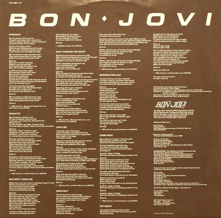 Bon Jovi : Bon Jovi (LP, Album)