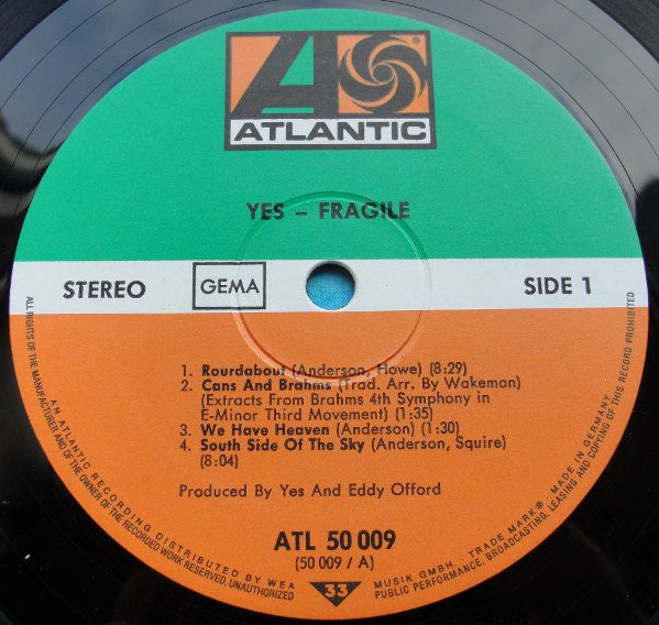 Yes : Fragile (LP, Album, Gat)