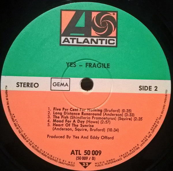 Yes : Fragile (LP, Album, Gat)