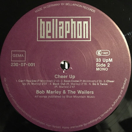Bob Marley & The Wailers : Cheer Up (LP, Comp, Mono)