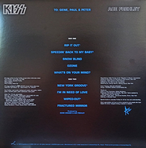 Kiss, Ace Frehley : Ace Frehley (LP, Album, Pic, RE, 180)