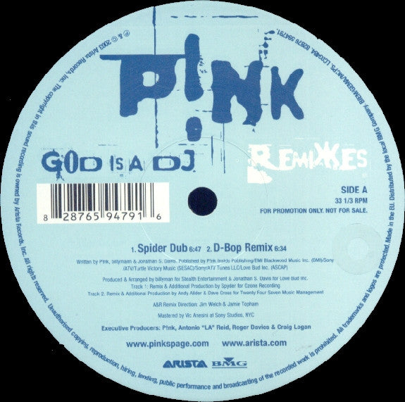 P!NK : God Is A DJ (Remixes) (12", Promo)