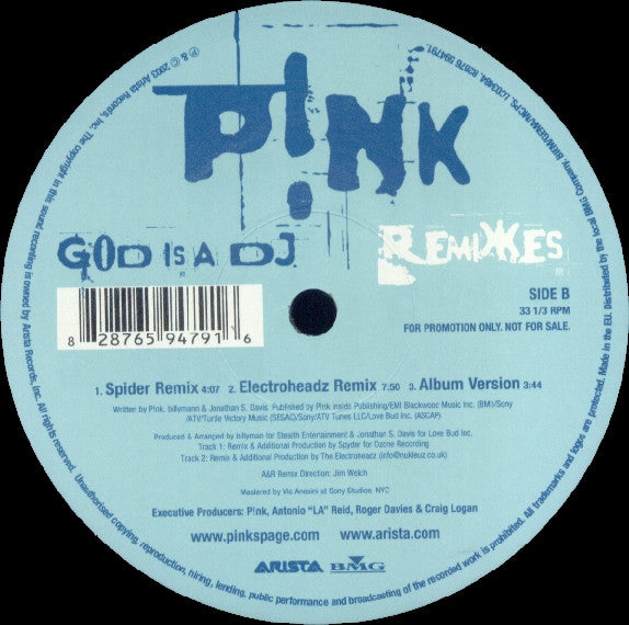 P!NK : God Is A DJ (Remixes) (12", Promo)