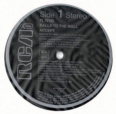 Accept : Balls To The Wall (LP, Album)