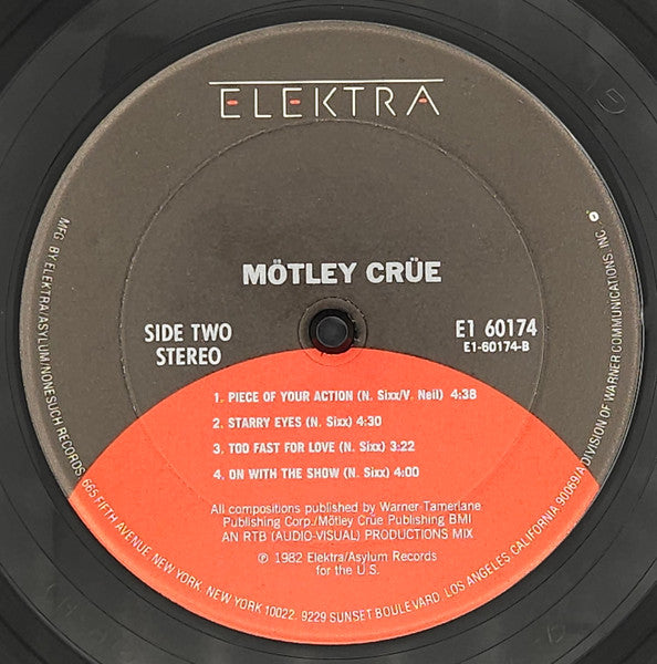 Mötley Crüe : Too Fast For Love (LP, Album, Club, Car)