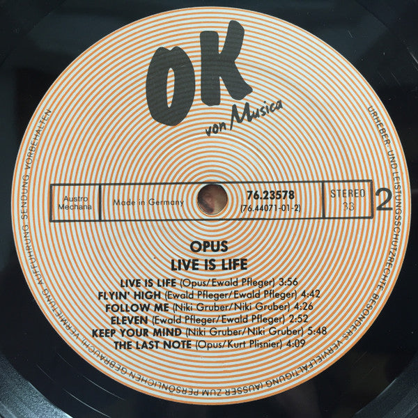 Opus : Live Is Life (LP, Album)