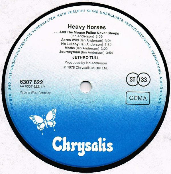 Jethro Tull : Heavy Horses (LP, Album, Tex)