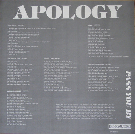 Apology : Pass You By (12", MiniAlbum)