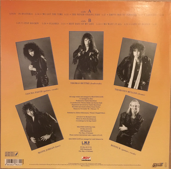Heavens Gate (2) : Livin' In Hysteria (LP, Album)