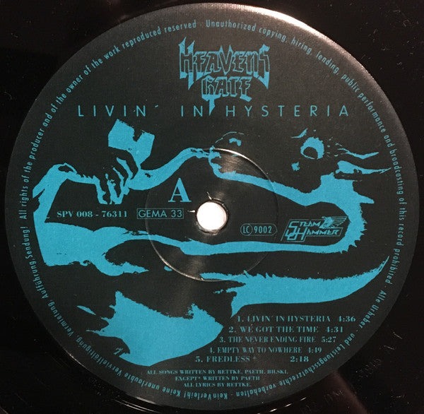 Heavens Gate (2) : Livin' In Hysteria (LP, Album)