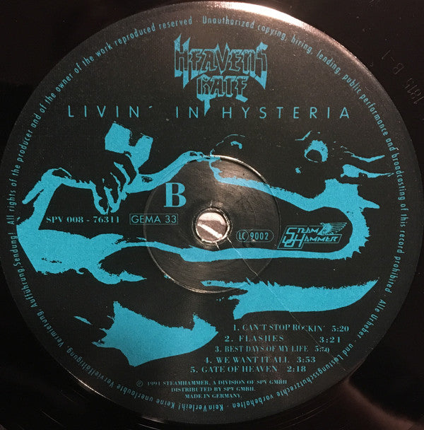 Heavens Gate (2) : Livin' In Hysteria (LP, Album)