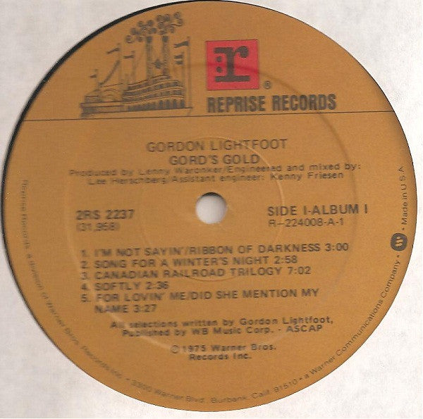Gordon Lightfoot : Gord's Gold (2xLP, Comp, Club)