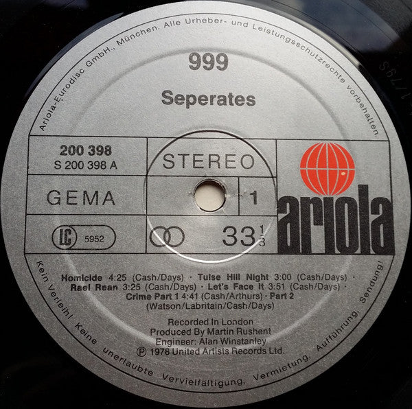 999 : Separates (LP, Album)