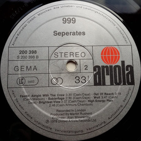 999 : Separates (LP, Album)