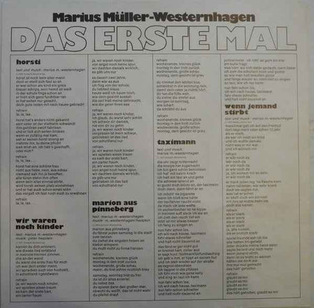 Marius Müller-Westernhagen - Das Erste Mal (LP) (Near Mint (NM or M-))