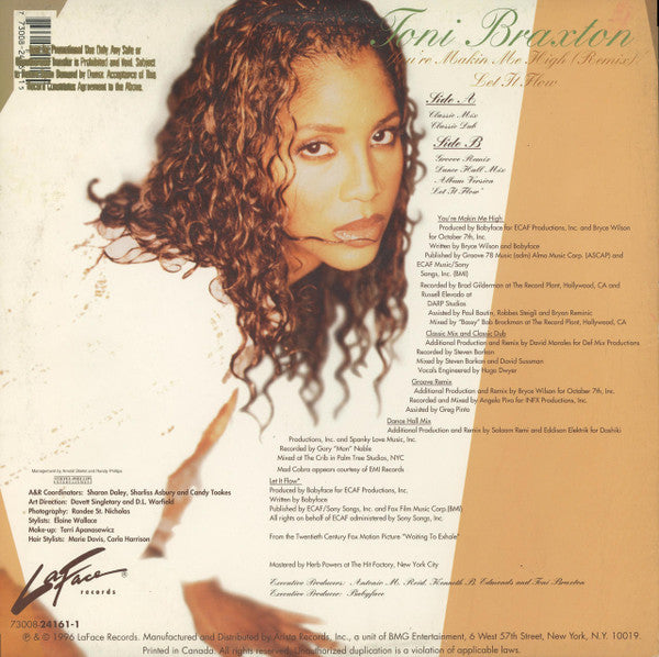 Toni Braxton : You're Makin Me High (Remix) / Let It Flow (12")