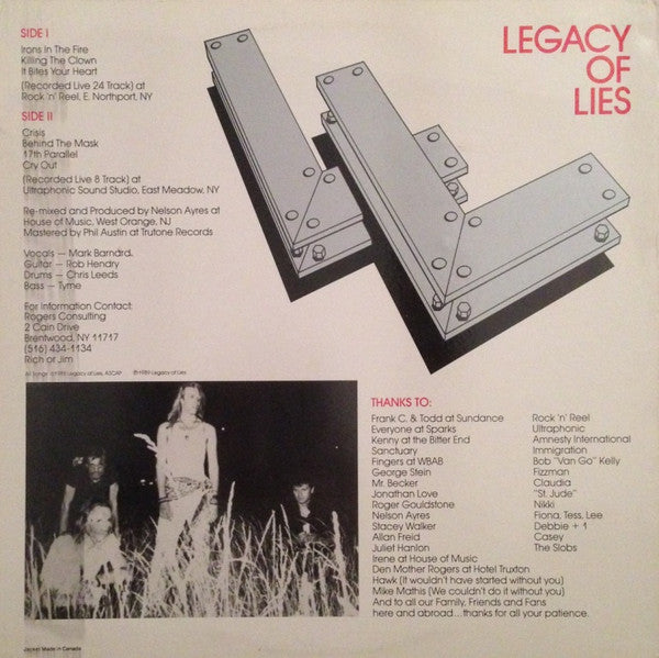 Legacy Of Lies : Irons In The Fire (LP, Album)