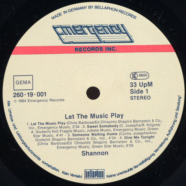 Shannon : Let The Music Play (LP, Album)