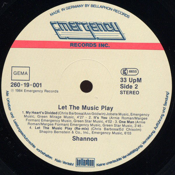 Shannon : Let The Music Play (LP, Album)
