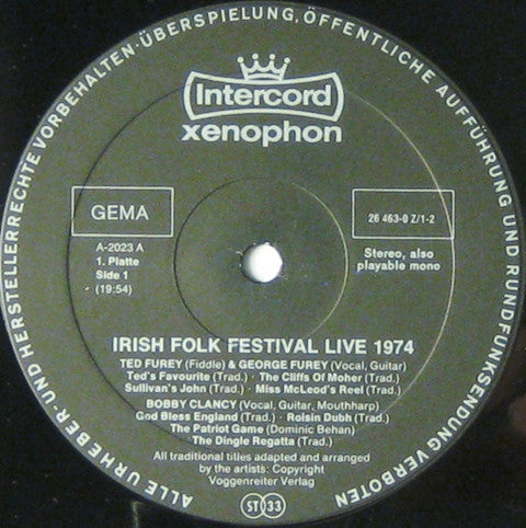 Various : Irish Folk Festival Live 1974 (2xLP, Gat)