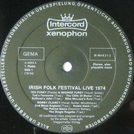 Various : Irish Folk Festival Live 1974 (2xLP, Gat)