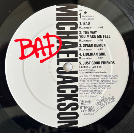 Michael Jackson : Bad (LP, Album, Gat)