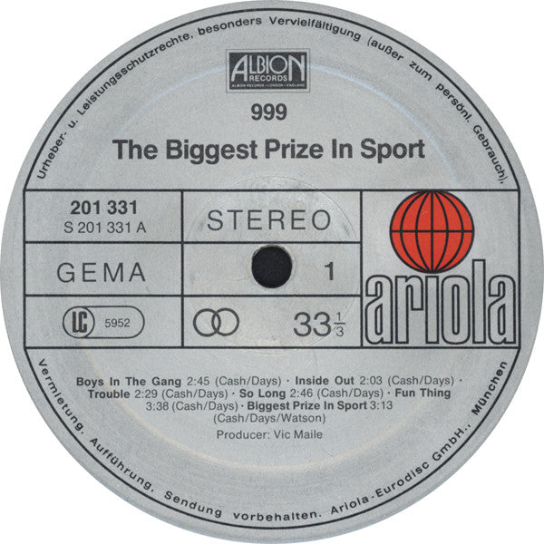 999 : The Biggest Prize In Sport (LP, Album)