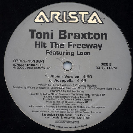 Toni Braxton Featuring Loon : Hit The Freeway (12", Single)