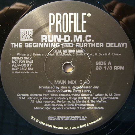 Run-DMC Feat. Method Man : The Beginning (No Further Delay) (12", Promo)
