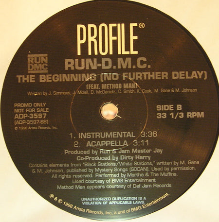 Run-DMC Feat. Method Man : The Beginning (No Further Delay) (12", Promo)