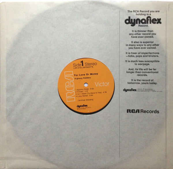 Highway Robbery : For Love Or Money (LP, Album, Hol)