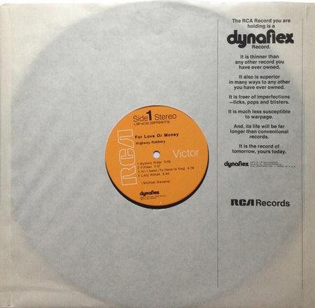 Highway Robbery : For Love Or Money (LP, Album, Hol)