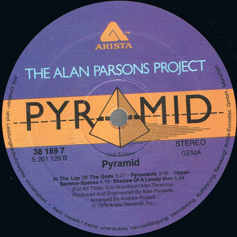 The Alan Parsons Project : Pyramid (LP, Album, Club, RE)