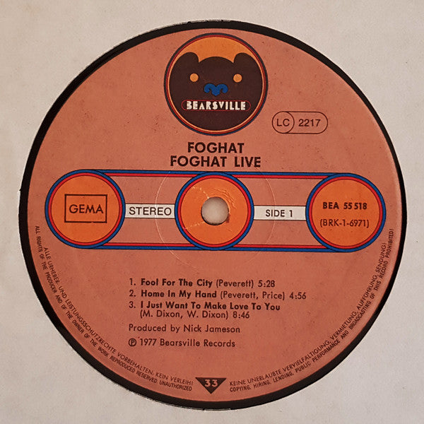 Foghat : Live (LP, Album)