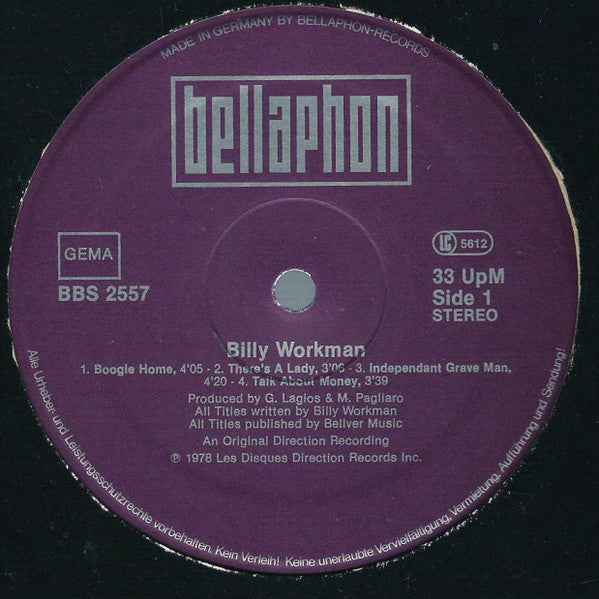 Billy Workman - Billy Workman (LP) (Near Mint (NM or M-))