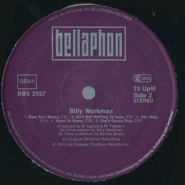 Billy Workman - Billy Workman (LP) (Near Mint (NM or M-))
