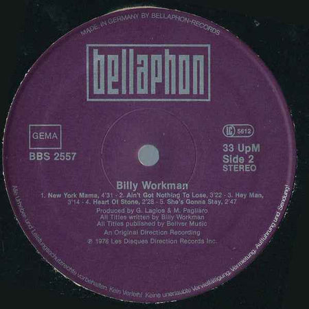 Billy Workman - Billy Workman (LP) (Near Mint (NM or M-))