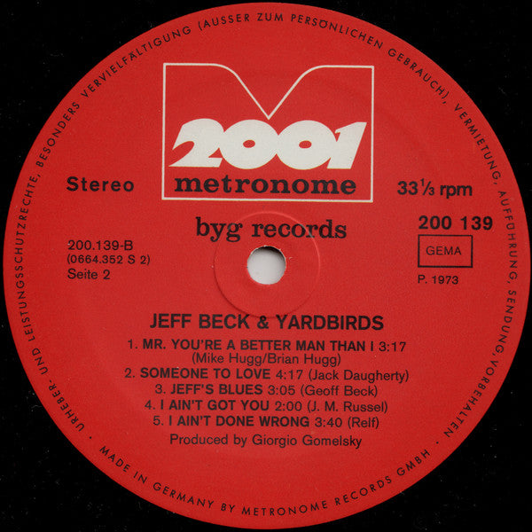 Jeff Beck & The Yardbirds : Jeff Beck & Yardbirds (LP, Comp)